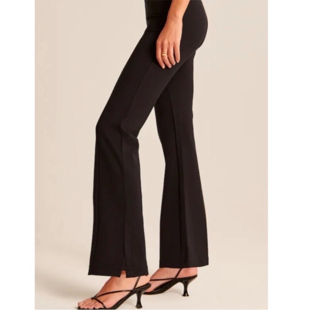 Abercrombie High Waist Split Hem Black Trousers